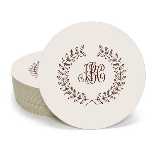Renaissance Wreath with Monogram Round Coasters