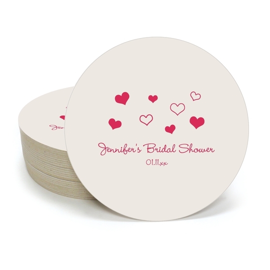 Pretty Hearts Galore Round Coasters