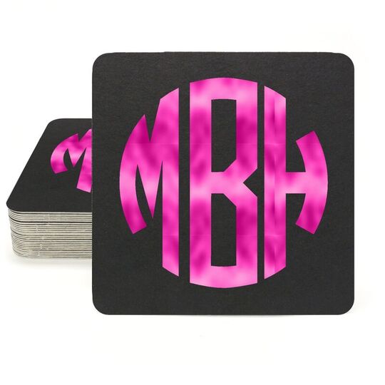 Rounded Monogram Square Coasters