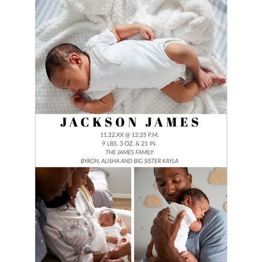 Bold Name Photo Birth Announcements