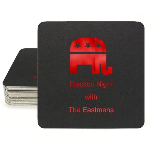 Patriotic Elephant Square Coasters