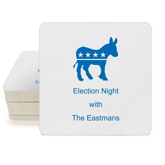 Patriotic Donkey Square Coasters