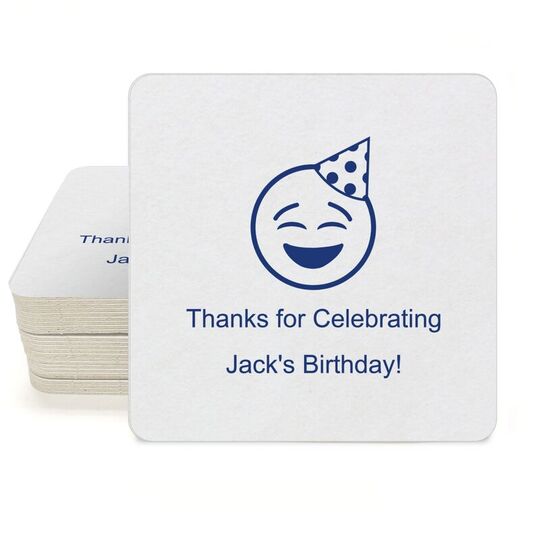 Party Hat Emoji Square Coasters