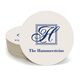 Pick Your Single Initial Monogram with Text Round Coasters Image 2 of 3