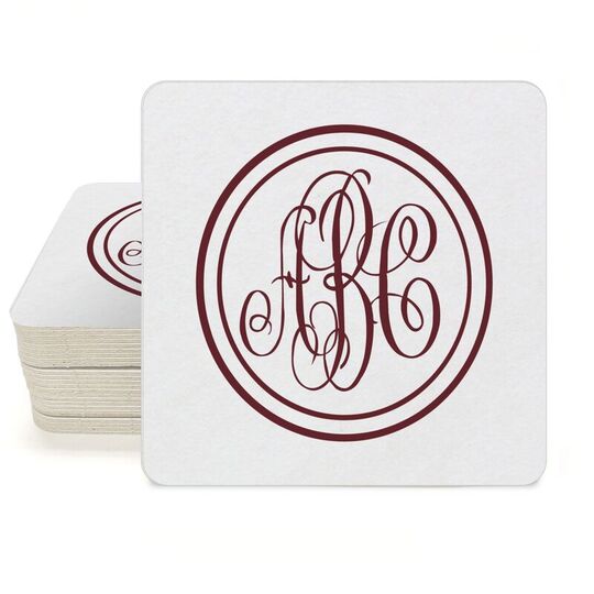 Petite Double Circle Monogram Square Coasters