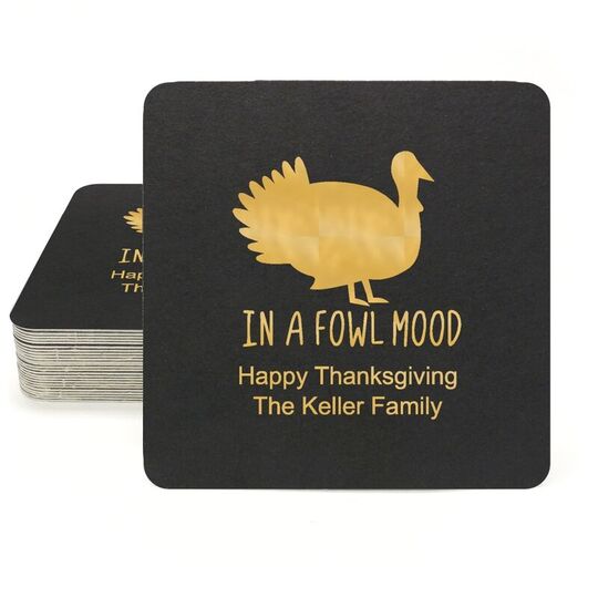 In A Fowl Mood Square Coasters