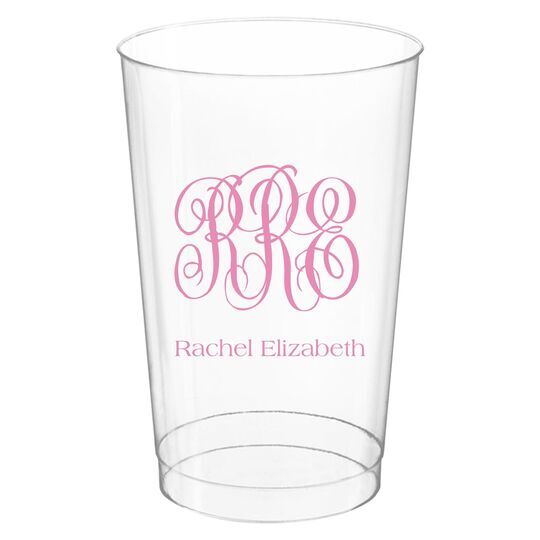 Script Monogram with Text Clear Plastic Cups
