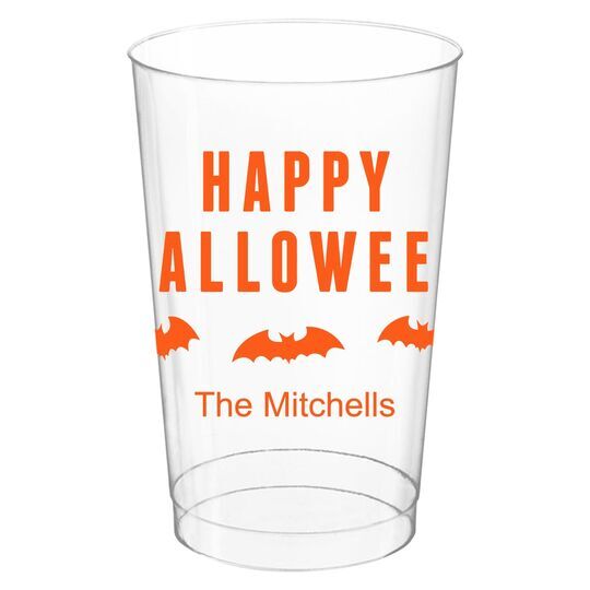 Happy Halloween Bats Clear Plastic Cups