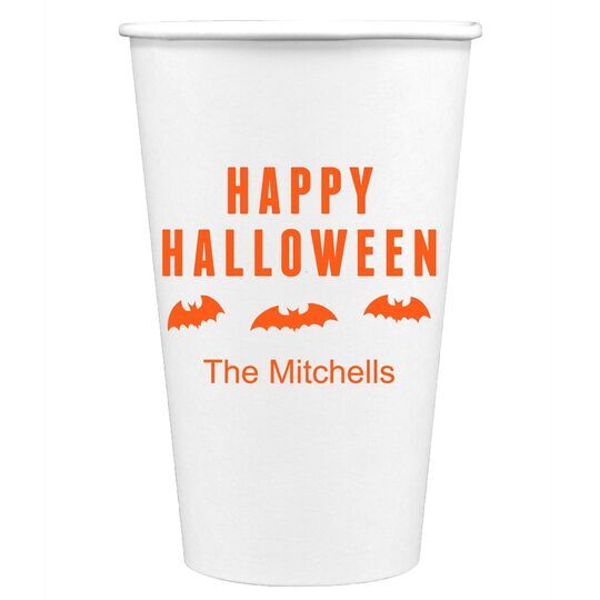 Happy Halloween Bats Paper Coffee Cups