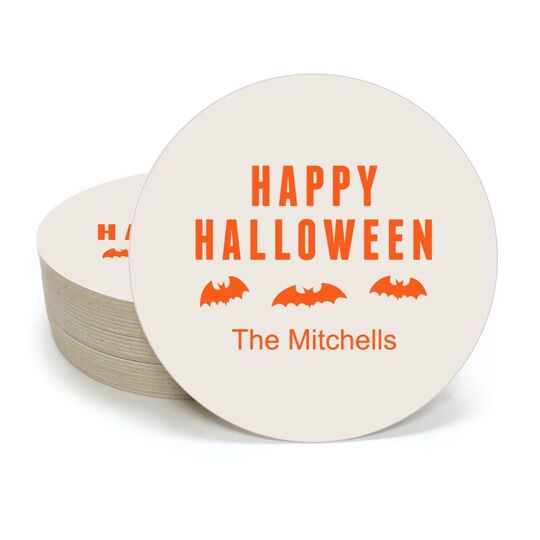 Happy Halloween Bats Round Coasters