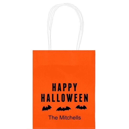 Happy Halloween Bats Mini Twisted Handled Bags