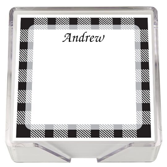 Gingham Square Memo with Acrylic Holder