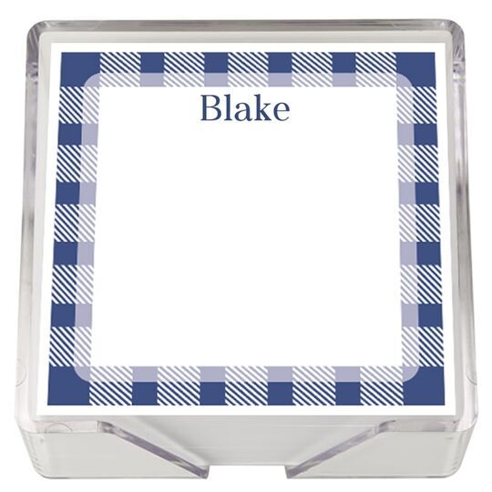 Gingham Square Memo with Acrylic Holder