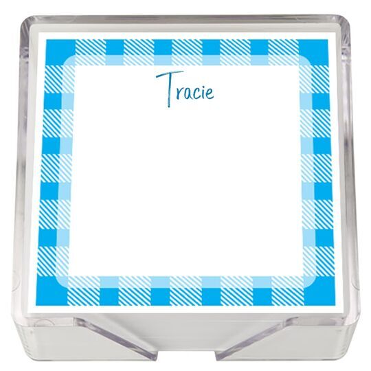 Gingham Square Memo with Acrylic Holder