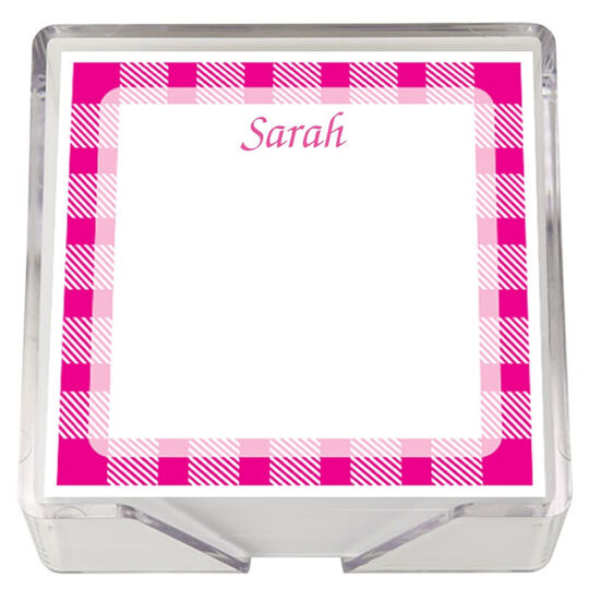 Gingham Square Memo with Acrylic Holder