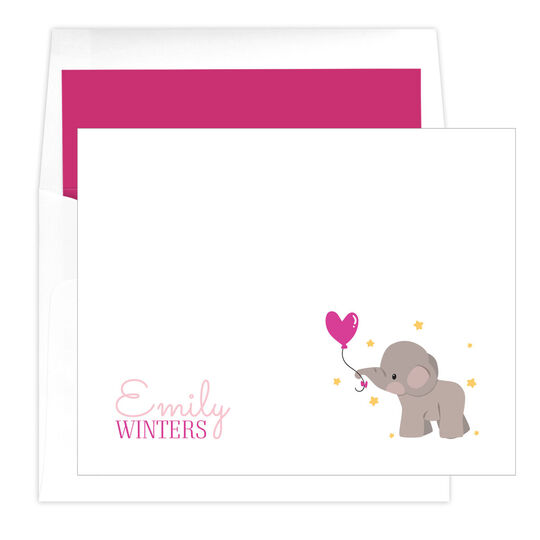 Elephant with Balloon Folded Note Cards