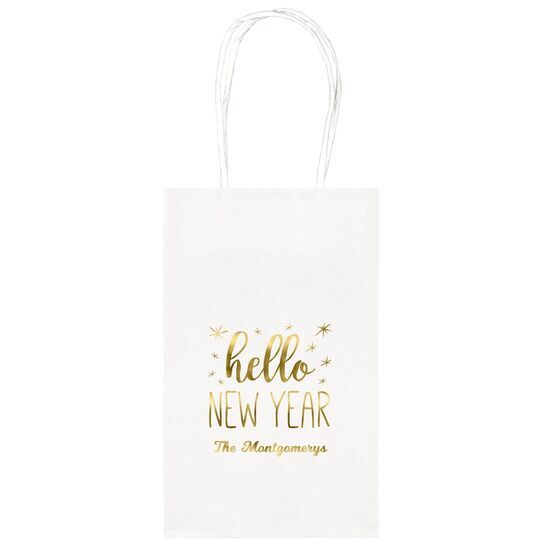 Hello New Year Medium Twisted Handled Bags