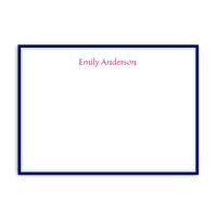 Chic Navy and Sky Blue Double Border Flat Note Cards