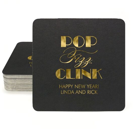 Pop Fizz Clink Square Coasters