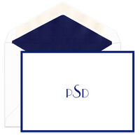Distinctive Blue Border Monogram Note Cards
