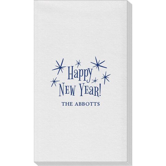 Radiant Happy New Year Linen Like Guest Towels