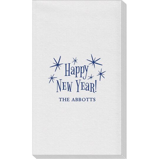 Radiant Happy New Year Linen Like Guest Towels