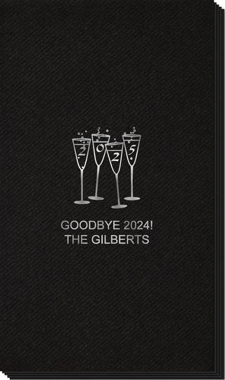 2025 New Years Glasses Linen Like Guest Towels