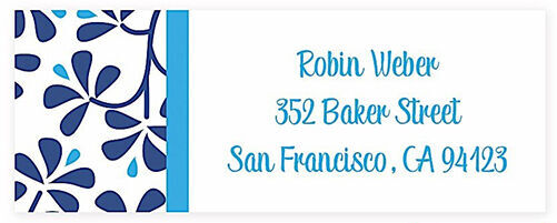 Blue China Return Address Labels