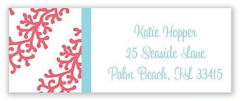 Coral Stripe Return Address Labels