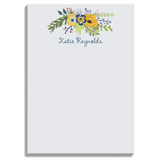 Navy and Gold Bouquet Notepads