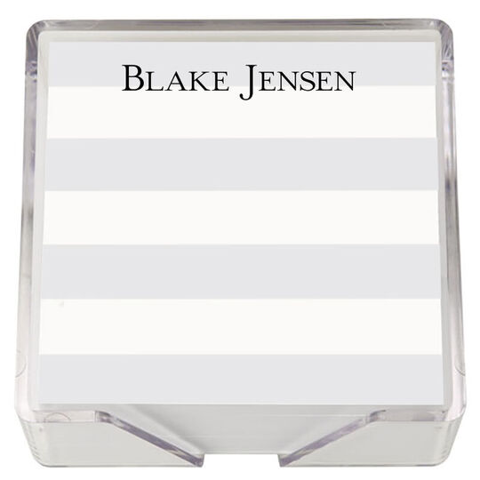 Banded Striped Memo Square with Acrylic Holder