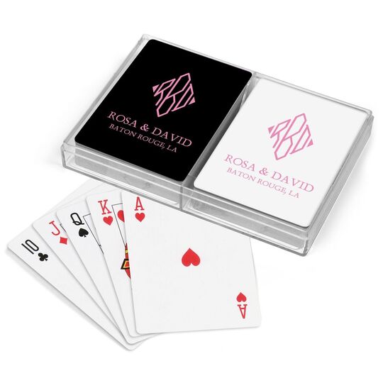 Shaped Diamond Monogram with Text Double Deck Playing Cards