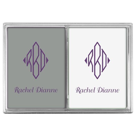 Shaped Diamond Monogram with Text Double Deck Playing Cards