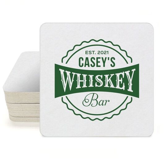 Whiskey Bar Label Square Coasters