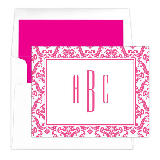 Damask Monogram Folded Note Cards