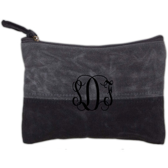 Personalized Waxed Canvas Cosmetic Bag