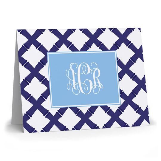 Navy Bamboo Folded Note Cards