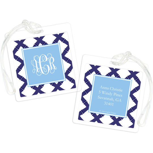 Navy Bamboo ID Bag Tags