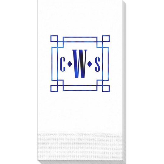 Greek Key Monogram Guest Towels