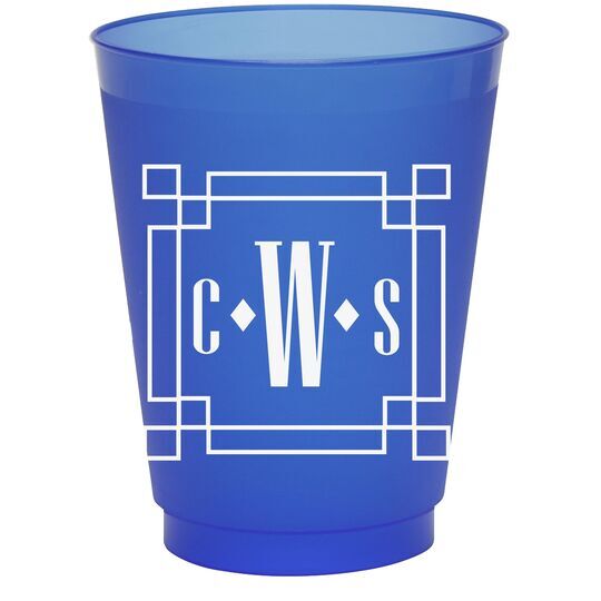 Greek Key Monogram Colored Shatterproof Cups