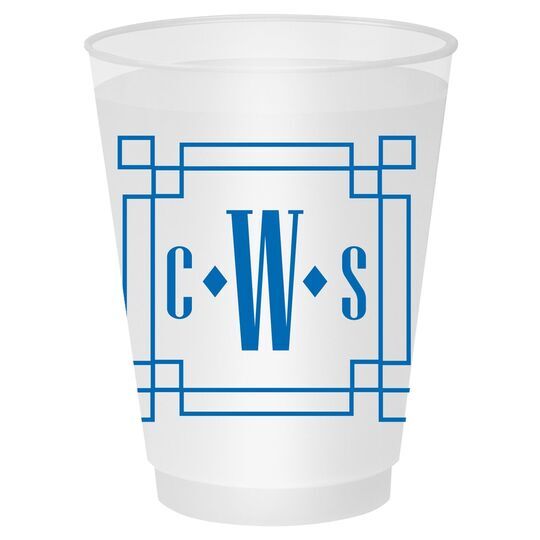 Greek Key Monogram Shatterproof Cups