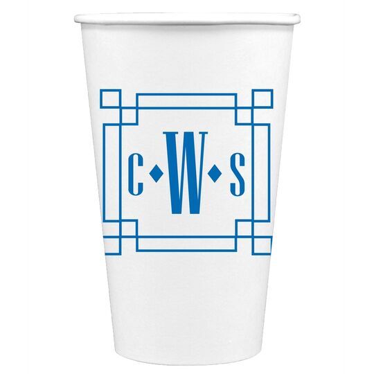 Greek Key Monogram Paper Coffee Cups