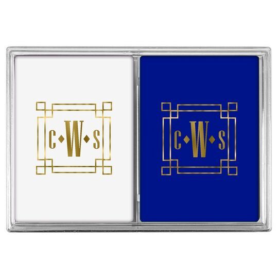 Greek Key Monogram Double Deck Playing Cards