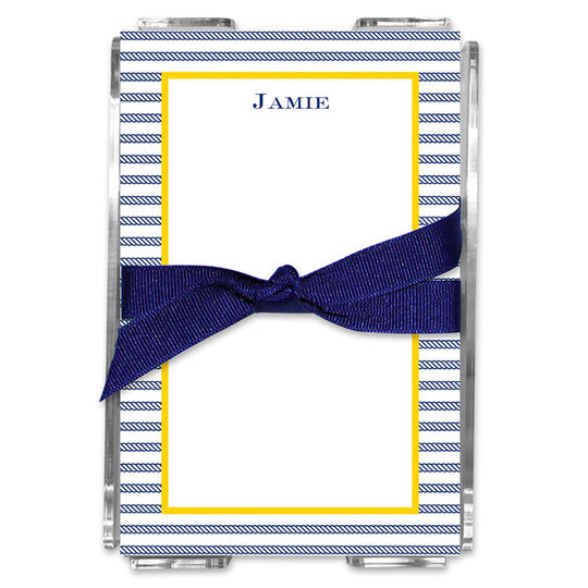 Rope Stripe Navy Memo Sheets in Holder