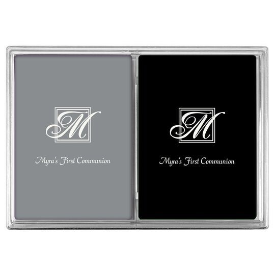 Pick Your Single Initial Monogram with Text Double Deck Playing Cards