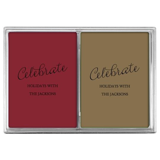 Expressive Script Celebrate Double Deck Playing Cards