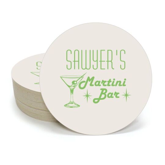 Retro Martini Bar Round Coasters