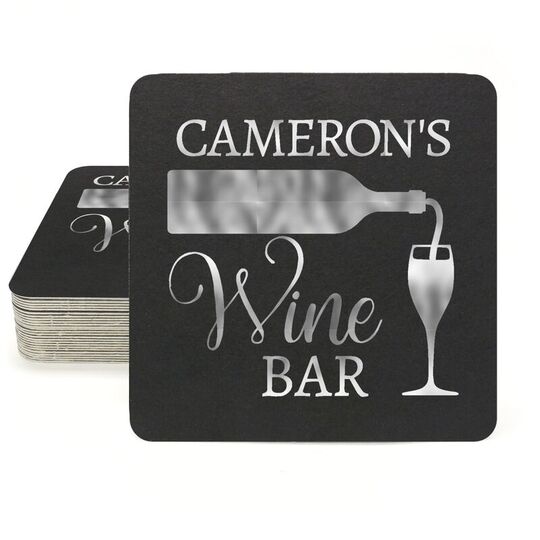 Pouring Wine Glass Square Coasters