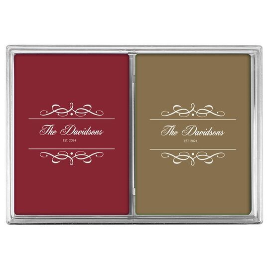 Royal Flourish Framed Names and Text Double Deck Playing Cards