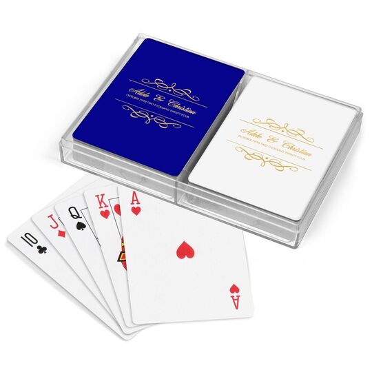 Royal Flourish Framed Names and Text Double Deck Playing Cards